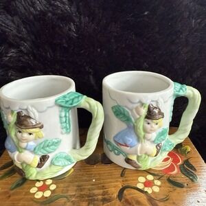 Vintage Jack and the Beanstalk Ceramic Mug Cup‎ Child's Fairytale  JSNY Taiwan